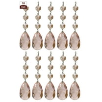 Royal Designs 10 Pack Chandelier Replacement Crystal Prisms Pink Almond Three Bead Chrome