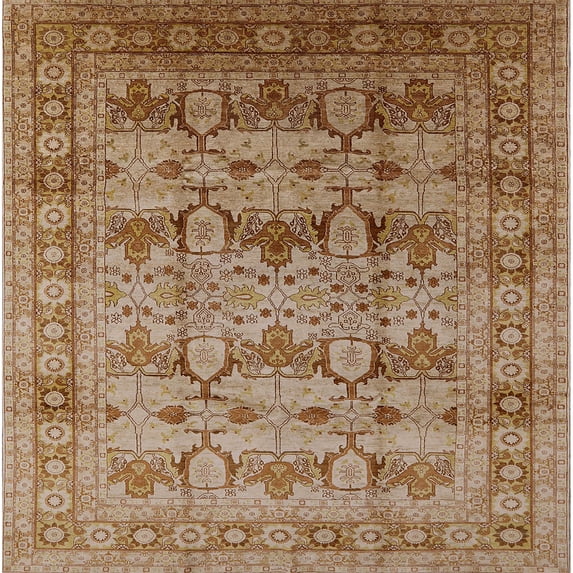 Ahgly Company Machine Washable Indoor Square Industrial Modern Mahogany Brown Area Rugs, 4' Square