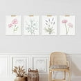 thumbnail image 2 of PixonSign 4 PCS Floral Frameless Wall Art Adhesive Canvas Poster Lavender Rose Daisy Cornflower Nature Wilderness Digital Modern Art Multicolor Botanical Elements Home Decorative - 11"x14", 2 of 5