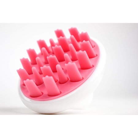 Hair Shampoo Brush and Scalp Massager Care for Dandruff Removal, Scrubber, Hair Growth and Exfoliator with Flat and Pointed Soft Silicone Bristles for Women and Men - Pink (ZMA-12-PK)