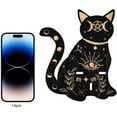 thumbnail image 3 of Small Shelf Cat Black Display Shelf Magical Boho Wooden Wall Mounted Hanging Rustic Holder Stand with 3 Pieces Crystals Stones for Wall Decor, 3 of 7