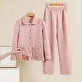 thumbnail image 2 of Ruimatai Women's Winter Padded Pajamas Set Cozy Thermal Fleece Loungewear with Round Neck Long Sleeve Top and Pants for Home, 2 of 9