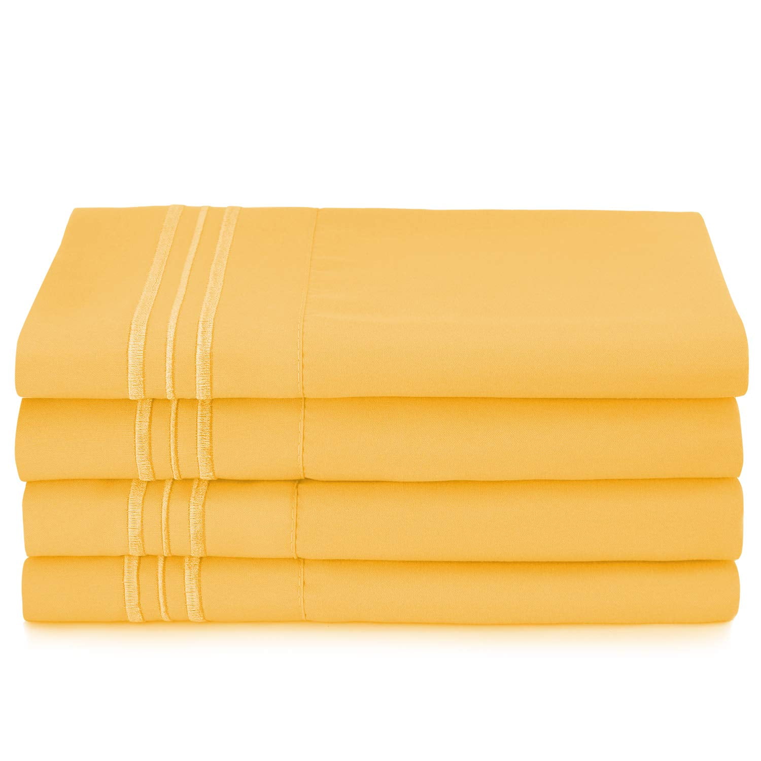 Clara Clark 6 Piece 1800 Microfiber Collection Bed Sheet Set, Deep Pockets Fitted Sheet, Flex-Top King, Yellow
