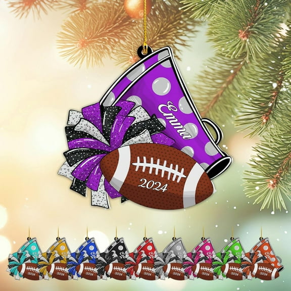 Personalized Cheerleader Christmas Ornament 2025, Cheerleading Stuff Ornament, Cheer Captain Ornament, Cheer Girl Dancer Cheerleading with Real Red Pompom Ornament for Xmas Tree (Cheer 5) - 3722