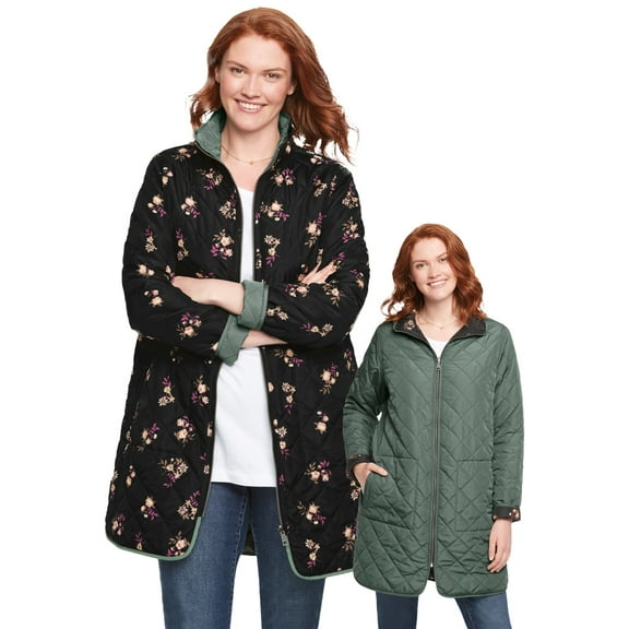 Woman Within Plus Size Reversible Quilted Barn Jacket