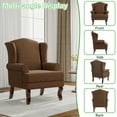 thumbnail image 4 of UIXE High Back Accent Chair for Living Room, Comfy Upholstered Arm Chair in Fabric with Retro Solid Wooden Legs, Traditional Armchair Single Sofa Reading Seat, Brown, 4 of 6