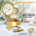 thumbnail image 4 of ROVSUN 6QT 2 Pack Gold Chafing Dishes for Buffet, Roll Top Chafing Dish Buffet Set, Round Chafers and Buffet Warmers Sets with Glass Lid & Serving Tong for Parties Weddings Catering Events Dinners, 4 of 8