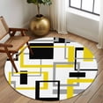 thumbnail image 2 of Round Rugs 5Ft, Yellow Black Geometric Round Area Rug Washable Indoor Throw Carpet, Modern Simple Abstract Art Soft Non Slip Circle Rug for Cabinet Bathroom Home Decor Aesthetic, 2 of 8