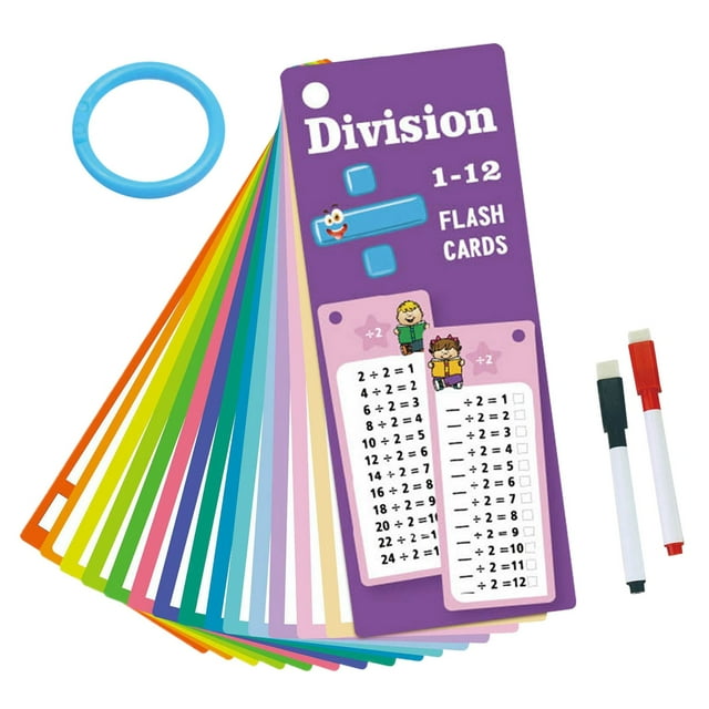 Kids Math Learning Cards, Addition Subtraction Multiplication Division, Thickened Cardboard, Reusable, Pocket-Sized