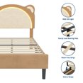 thumbnail image 7 of Twin/Twin XL Bed Frame, Upholstered Platform Bed Frame with Adjustable Headboard, Wooden Slats Support, No Box Spring Needed, 7 of 7