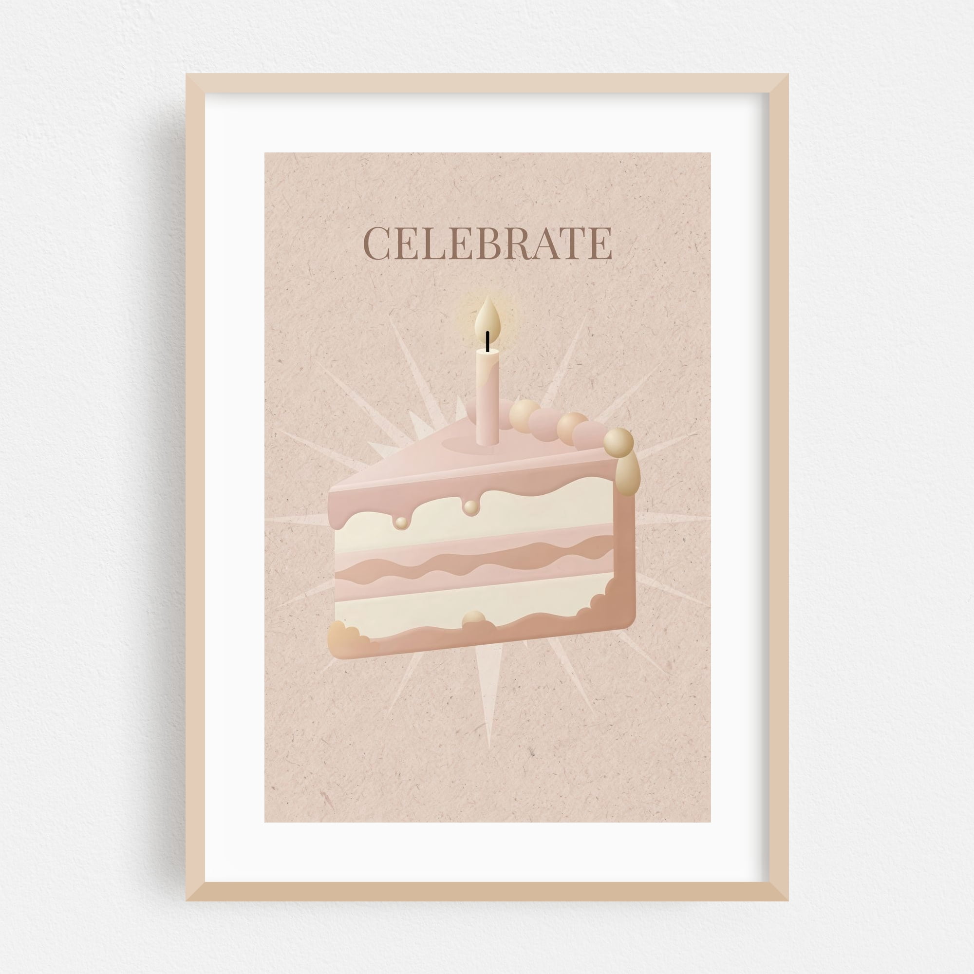 Celebrate - Digital Art Dessert Pastel Minimalist Quote Unframed Wall Art Print 5 x 7 inches