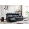 thumbnail image 3 of Bailu Genuine Leather Non-Power Reclining Sofa with Drop Down Table,Stainless Steel Cupholders and Magazine bag- Blue, 3 of 7