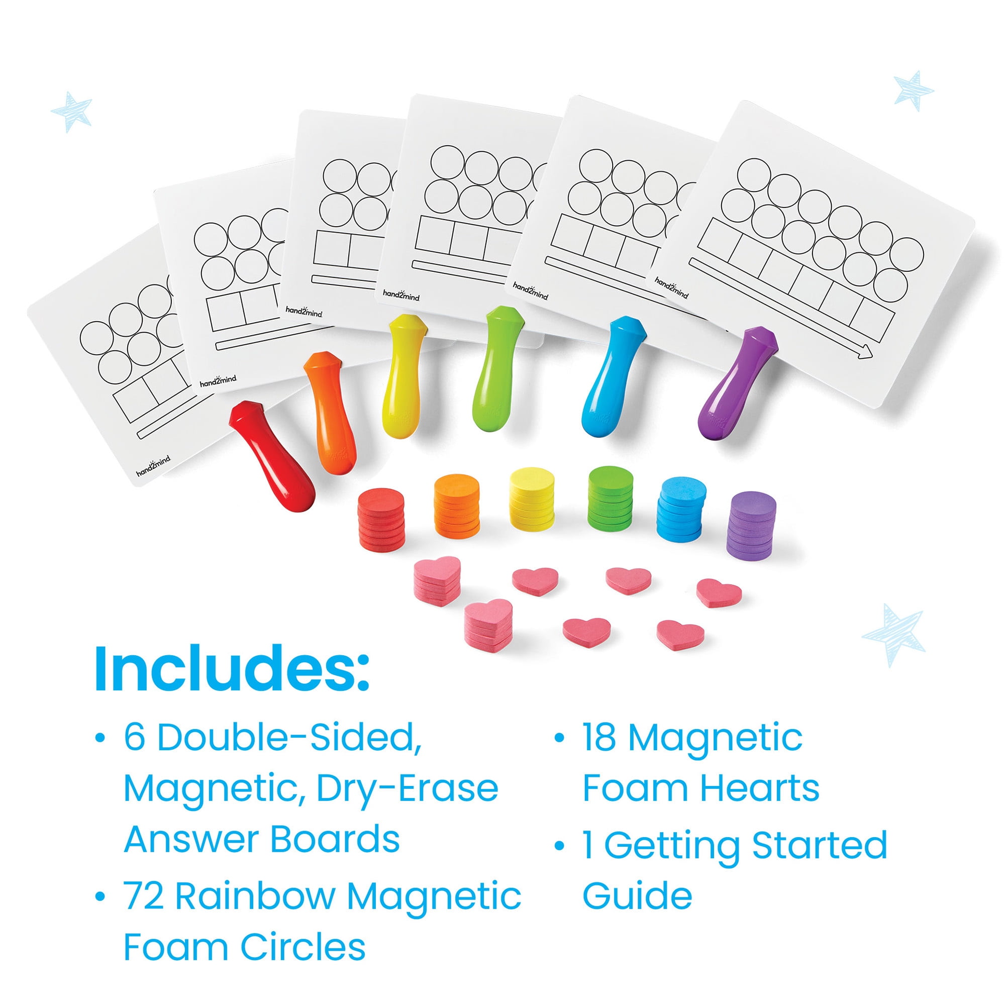 hand2mind Elkonin Box Magnetic Answer Board, Word Mapping Paddles, Elkonin Boxes Dry Erase&nbsp;Blending Board, Phonemic Awareness, Phonics Manipulatives