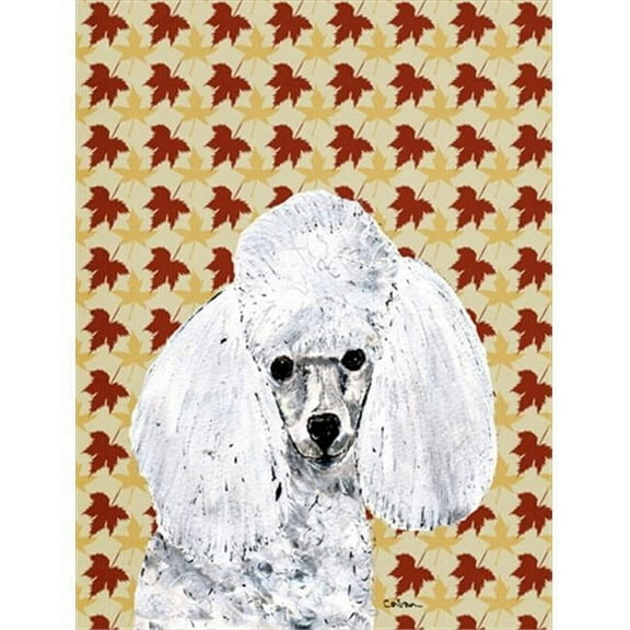 White Toy Poodle Fall Leaves Flag Garden Size