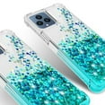 thumbnail image 5 of Spy Case for T-Mobile Revvl 6 5G Case Liquid Glitter Phone Case Cover w/Tempered Glass Screen Protector for Girls Women - Aqua/Clear, 5 of 5