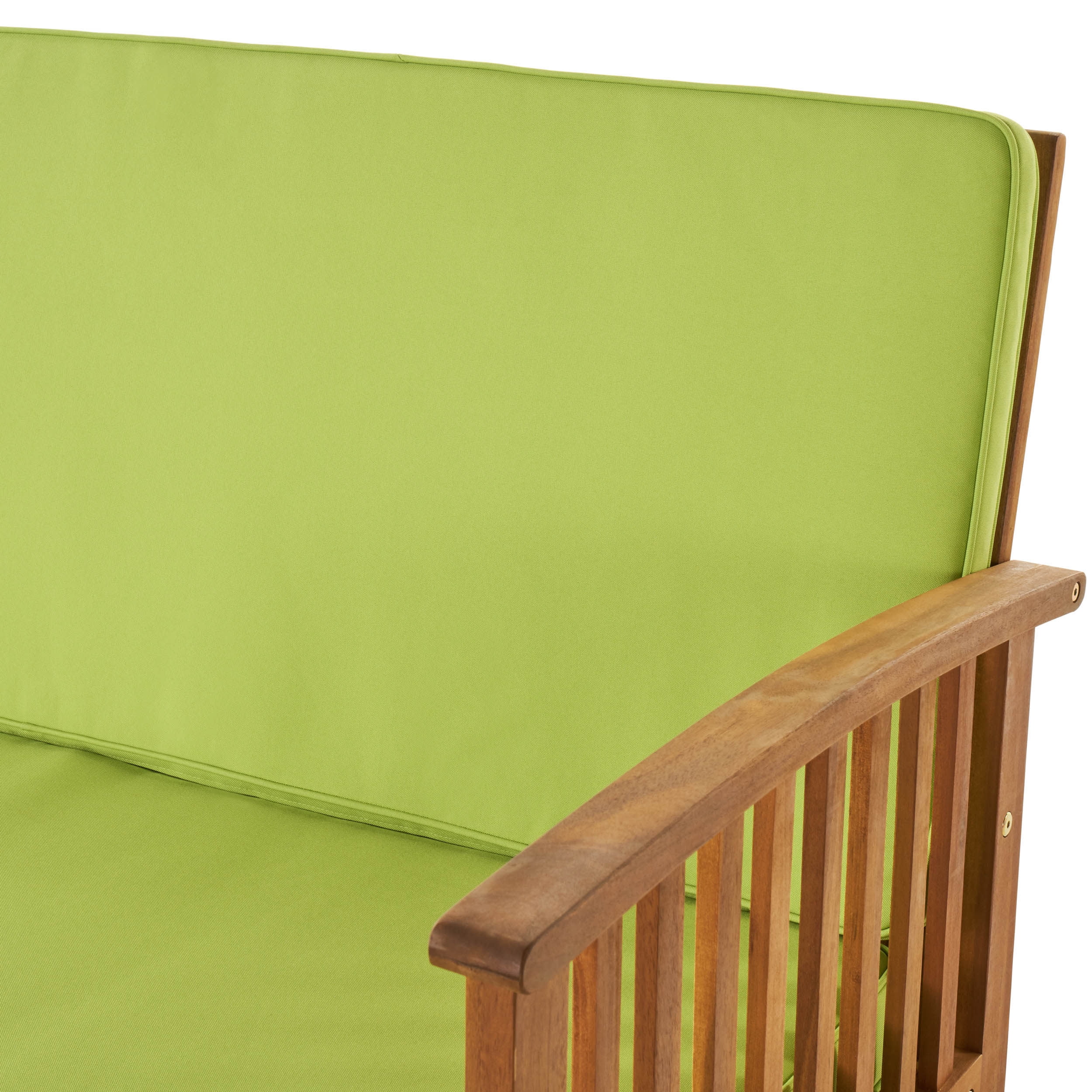 Sparks Outdoor 4 Piece Acacia Wood Sofa Set with Cushions, Brown Patnia, Light Green