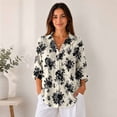thumbnail image 5 of Nyfairy Plus Size Women's Floral Embossed Print Long Sleeve Button Down Casual Shirt, 5 of 5