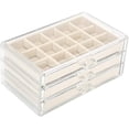 thumbnail image 1 of XISOBO TRANSPARENT JEWELRY BOX WITH 3 DRAWERS ADJUSTABLE JEWELRY BOX VELVET TRAY GRID SIZE, 1 of 7