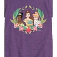 thumbnail image 3 of Disney Princess - Belle Tiana Cinderella with Florals - Girls Fitted Short Sleeve T-Shirt, 3 of 5
