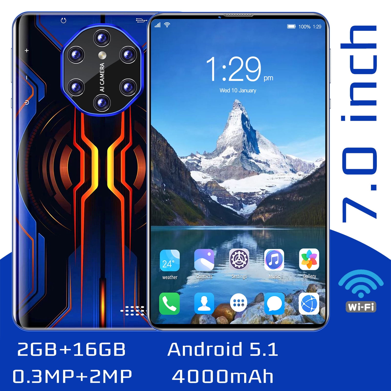 Buy VIAFLY Tablet Laptop,HD Tablet WiFi Bluetooth Android Voice Call Game  Tablet,7Inch IPS Display Screen,WiFi,2GB RAM+16GB ROM,4000mAh,Android 5.1  System118 Online at Lowest Price in Tanzania. 1696611572