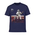 thumbnail image 6 of Men Retro Space Skeleton Astronaut Guitar Graphic T-Shirt, Mars Rover Dog HUK Print Crew Neck Poly Cotton Casual Short Sleeve Tee, 6 of 8
