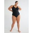 thumbnail image 4 of Time and Tru Women's and Women's Plus Plunge X Back One Piece Swimsuit, Sizes XS-2X, 4 of 6