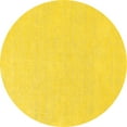thumbnail image 1 of Ahgly Company Indoor Round Solid Yellow Modern Area Rugs, 4' Round, 1 of 4