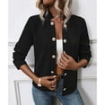 thumbnail image 4 of Women's Jacket Fall Fashion Open Front Blazer Lightweight Solid Color Long Sleeve Button Jacket Shirts for Business Trendy Casual Tops (Black), 4 of 6