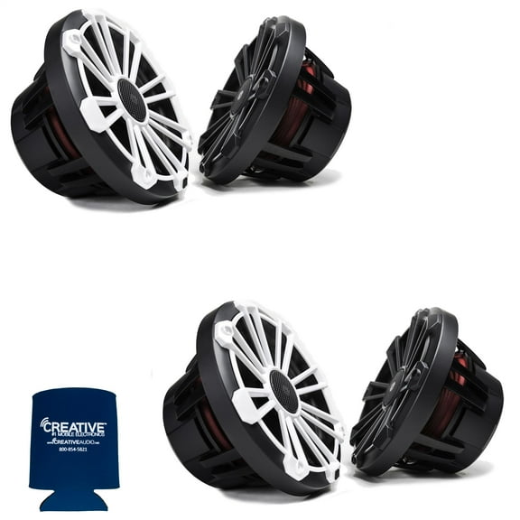 MB Quart Bundle- 2 Pairs of NP1-120 8" Premium Marine Speakers (Black Frame with Black, Silver and White Grills Included)
