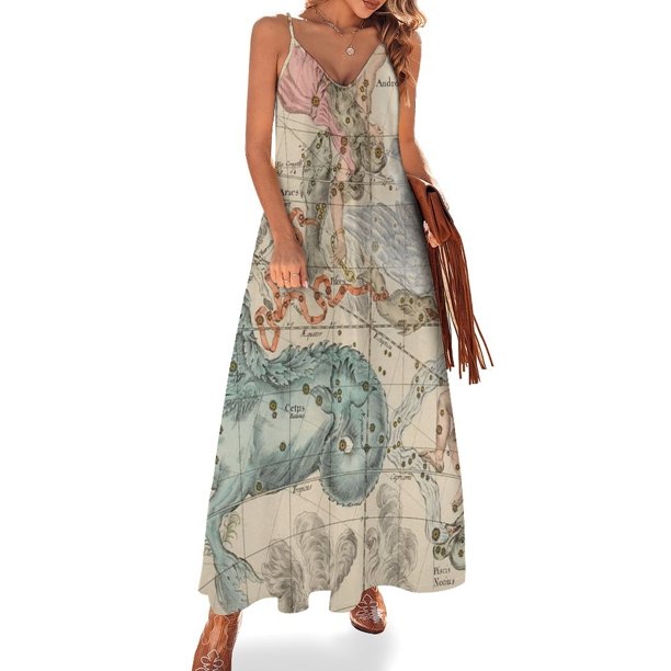 Vestido sin mangas con mapa celestial y astrológico vintage (1693) vestido de verano ropa de mujer verano 2024