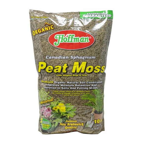 Hoffman Canadian Sphagnum Peat Moss Soil Conditioner to Improve Moisture Retention and Aeration, 10qt