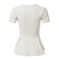 thumbnail image 3 of SSOULM Women's Classic Stretchy Short Sleeve Flare Peplum Blouse Top (S-3X). Made In U.S.A, 3 of 4