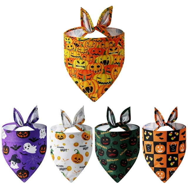 5 piezas de toalla para mascotas, bufanda para perros, suministros para mascotas, Halloween P JM