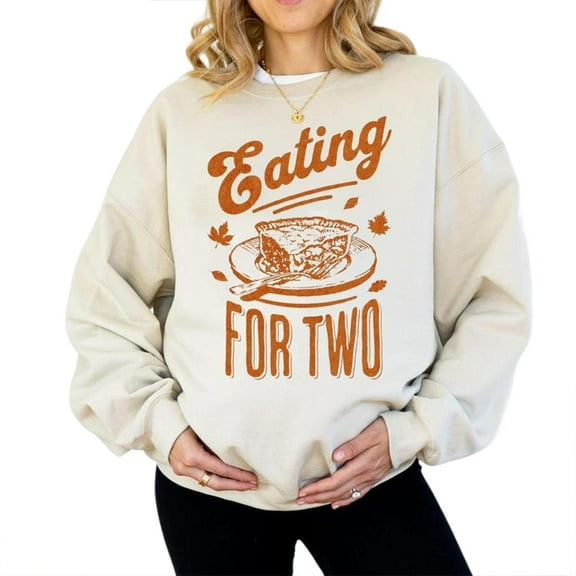 Eating for Two Thanksgiving Sweatshirt – Pregnancy Announcement Pullover, Fall Baby Reveal Sweater, Cute Maternity Gift for Expecting Moms