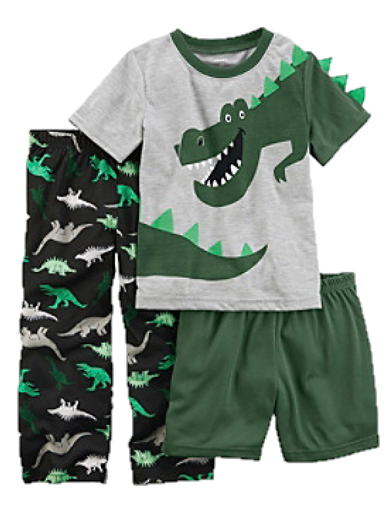 Carter's Carters Toddler Boys 3Piece Green & Grey Dinosaur Sleepwear