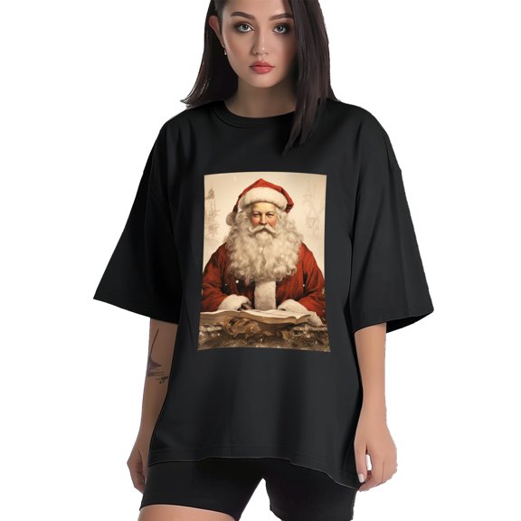 Plus Size Shirt for Women Black Tops for Women Short Sleeves Shirt for Women Santa Claus 1 T Shirt Crewneck Shirt for Women XS