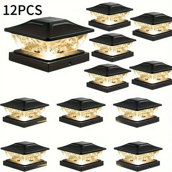 Solar Post Cap Lights with 2 Modes, Bright Outdoor Lighting, for 4x4 4.5x4.5 5x5 Fence & Deck Posts, Waterproof, Black & White, Perfect for Garden Decoration