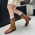 thumbnail image 2 of Dakaela Cowboy Boots for Women Mid Calf Western Cowgirl Booties Embroidery Square Toe Pull on Boots, 2 of 8