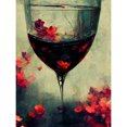 thumbnail image 1 of Red Wine Glass And Pink Flowers Watercolour Large Wall Art Poster Print Thick Paper 18X24 Inch, 1 of 4