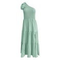 thumbnail image 4 of Kcodviy Robes Décontractées d'Été 2025 pour Femmes à une Épaule Sans Manches Smockées Robes d'Été Taille Élastique Mi-Longues à Volants Robe Formelle d'Automne pour Femmes, 4 of 4