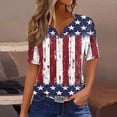 thumbnail image 2 of Cavosen Short Sleeve Workout Tops for Women V Neck Dressy Patriotic Tee Red White and Blue Button Down Graphic Shirt Summer Basic Tops, 2 of 5