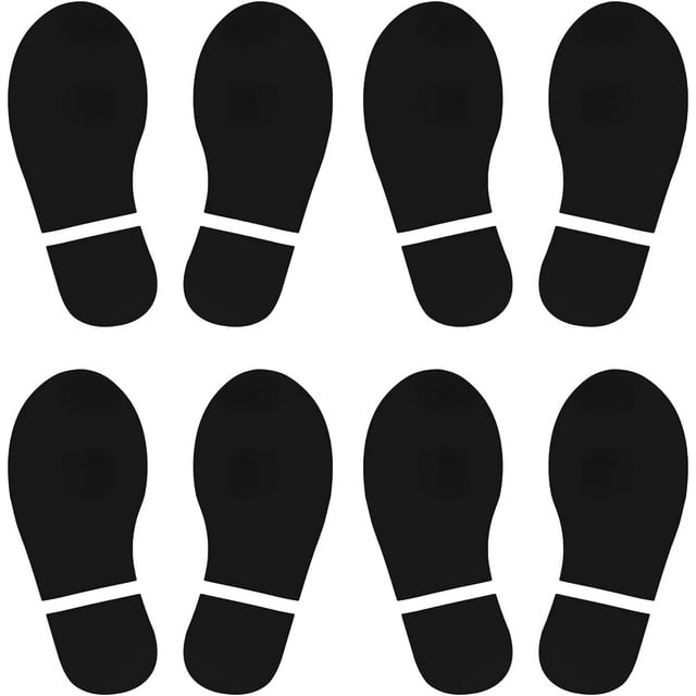 PATIKIL 8x3.3" Footprint Sticker, 4 Pairs PVC Shoes Floor Decal Sign for Class Decor Stair Guide, Black