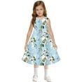 thumbnail image 7 of Spazoro Little & Big Girls A-Line Dress, 2025 New Style Floral Print Crew Neck Sleeveless Summer Dresses for Child Girls Blue Size 5 T, 7 of 7