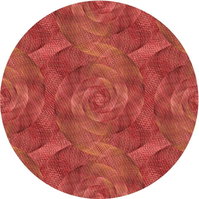 Ahgly Tapis Rond Lavable en Machine Intérieur Transitionnel Rouge, 4 Pieds Rond