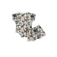 thumbnail image 2 of TheFound Kids 2-piece Outfit Set Short Sleeve Animal Print Romper+Shorts Set, 2 of 9