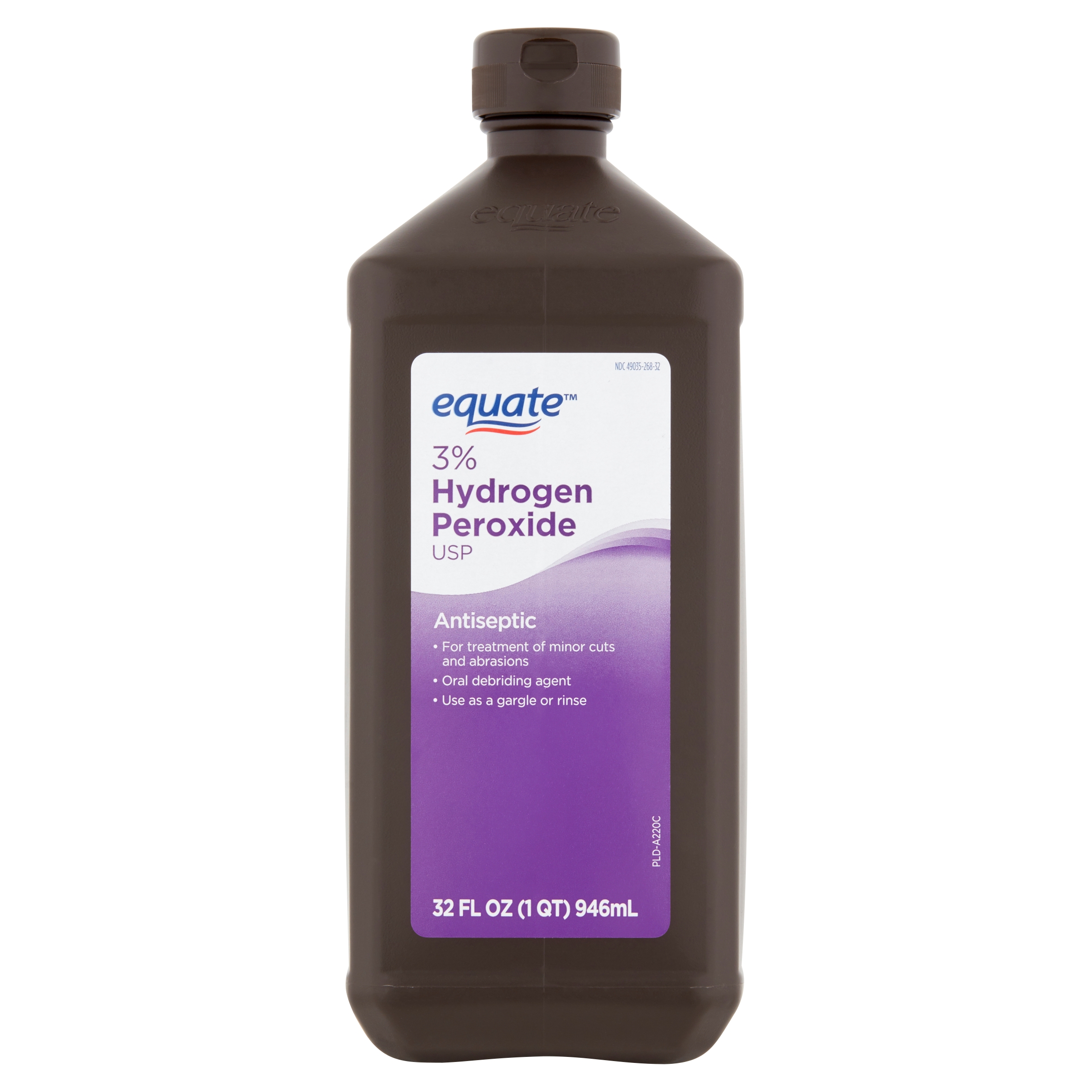 Equate 3% Peróxido de Hidrógeno Líquido Antiséptico, Paquete de 6, (6 x 32 fl oz) 2