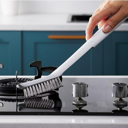

tarylea Oil Stain Brush Household Kitchen Stove Gaps Brush Dirt Removal Hanging Copper Wire Long Handle Cleaning Brush Descaling Pot Brush