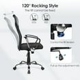 thumbnail image 4 of Chaise de Bureau à Dossier Haut, Hauteur Réglable Ergonomique en Maille Respirante pour Ordinateur avec Accoudoirs Fixes et Siège Coussin en Tissu, 4 of 10