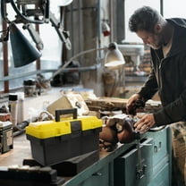 Yardwe Heavy Duty Plastic Tool Box Portable Tool Case with Detachable Upper Tray for Storage