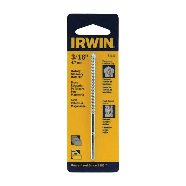 Broca giratoria Irwin de acero cromado vanadio, 3/16 pulgadas x 10 cm